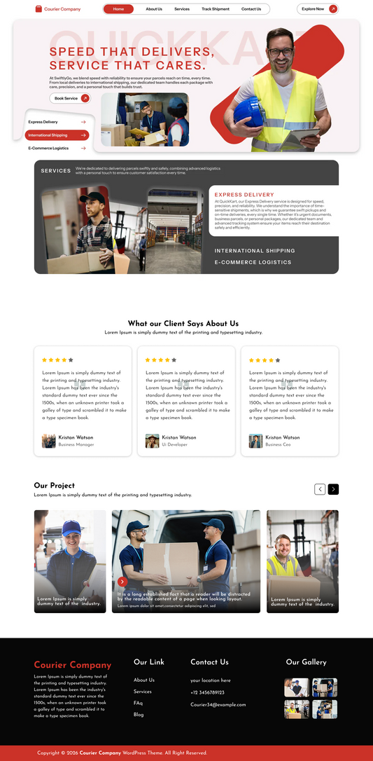 Free Courier Service WordPress Theme