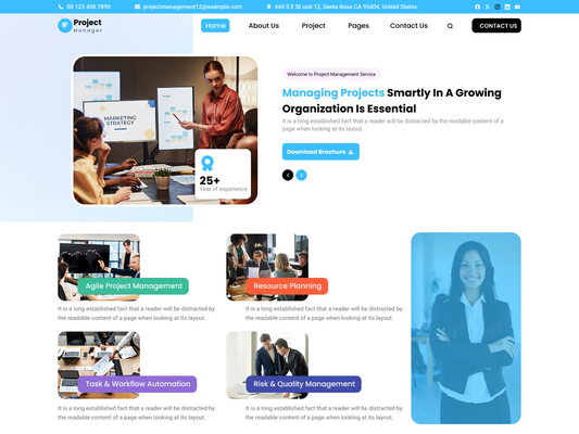 Free Project Manager WordPress Theme