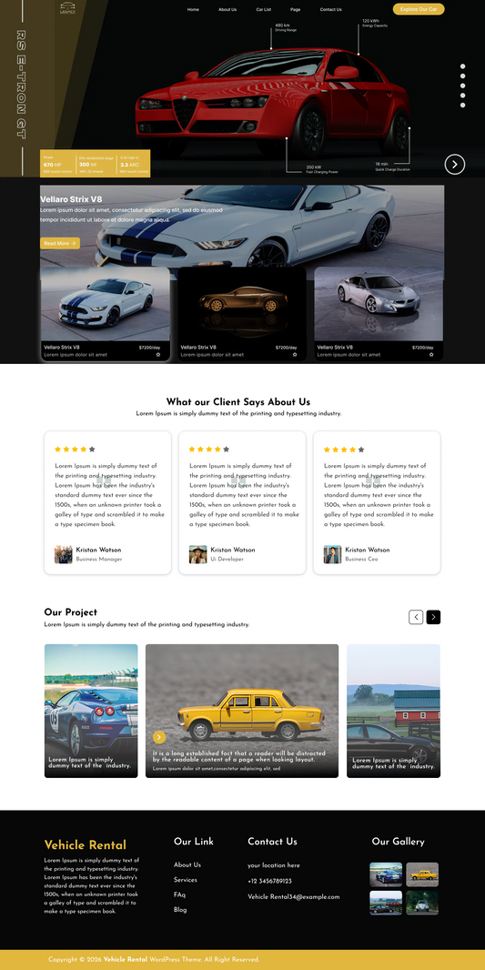 Free vehicle rental WordPress Theme