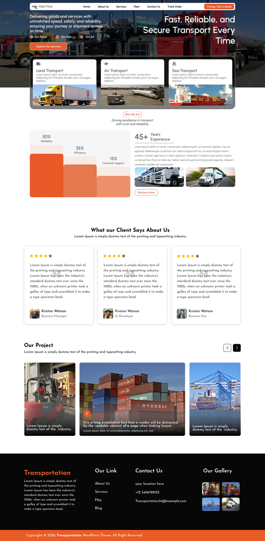 Free Transportation WordPress Theme